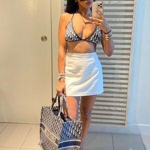 Authentic Blue Dior Oblique Technical Fabric Bikini Top & Bottom